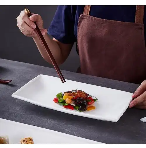 驰度鱼盘菜盘子高级感长型蒸鱼盘酒店饭店特色中餐摆盘长方形冷菜盘