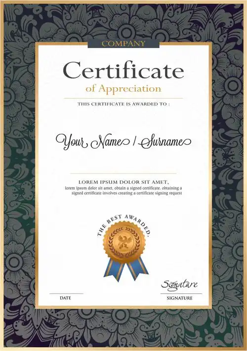 现代荣誉证书样板矢量设计图