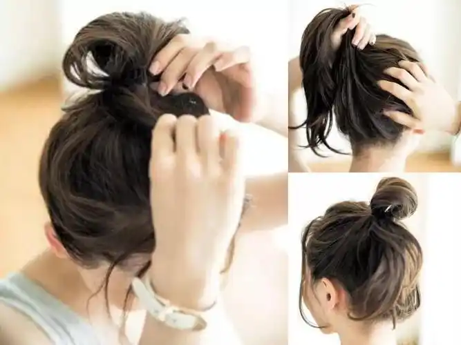 随意丸子头的扎发图解随性迷人有气质