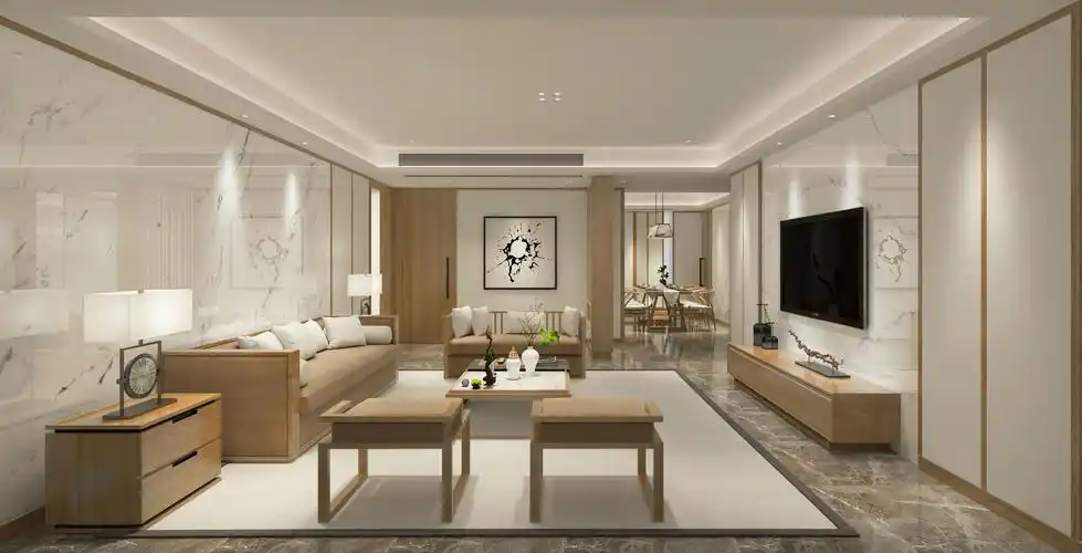 四居室中式风格客厅电视背景墙