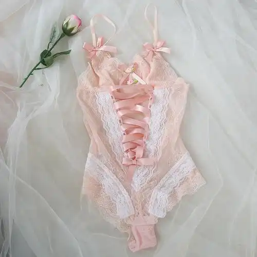 情趣内衣连体衣蕾丝连体衣激情诱惑套装裆部暗扣腹部绑带情趣内衣骚