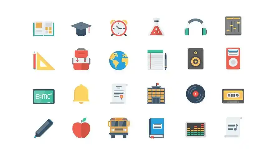 200个彩色矢量扁平化ppt小图标