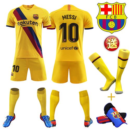 新款19-20巴萨客场足球服10号梅西巴塞罗那球衣足球比赛训练套装