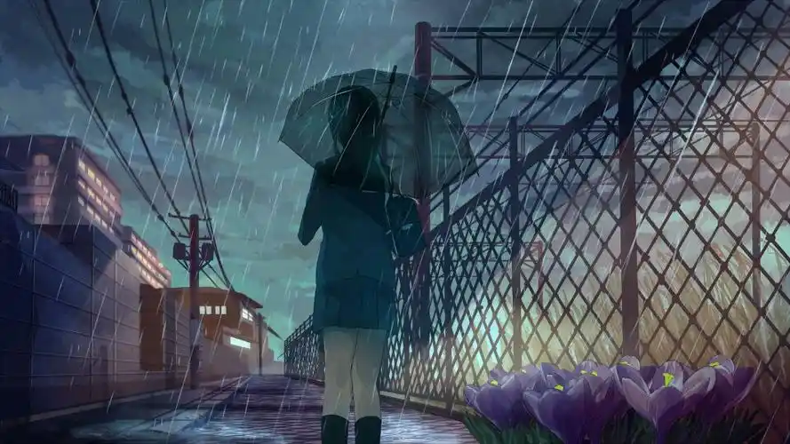 动漫头像 撑伞在雨中的背影