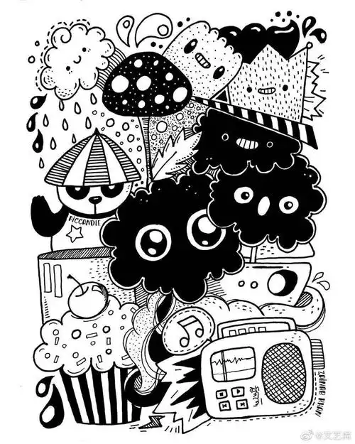 黑白 涂鸦 - 堆糖,美图壁纸兴趣社区