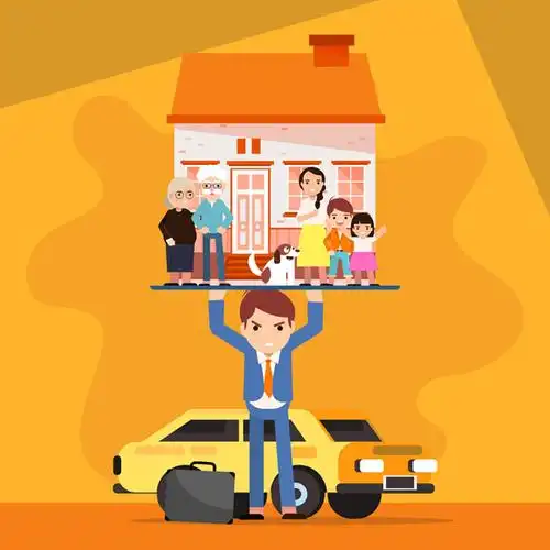 矢量素材,老人,男子,女子,狗,爸爸,妈妈,儿子,女儿,宠物,公文包,家庭