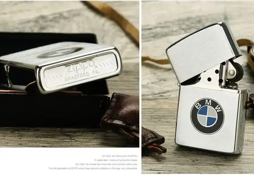 zippo打火机 老机德国宝马汽车标纪 镀铬拉丝单面彩印82年