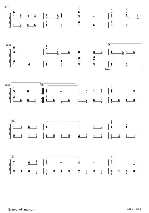 红星闪闪放光彩双手简谱预览2