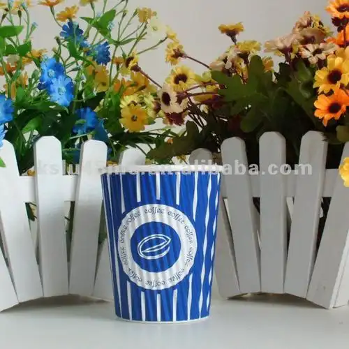 insulated corrugated blue stripe 8oz paper cup