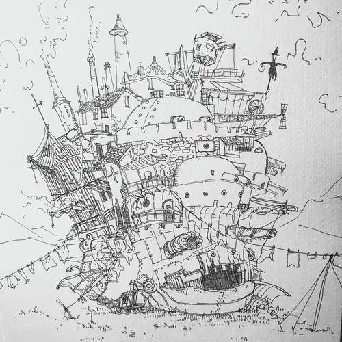 哈尔的移动城堡水彩练习