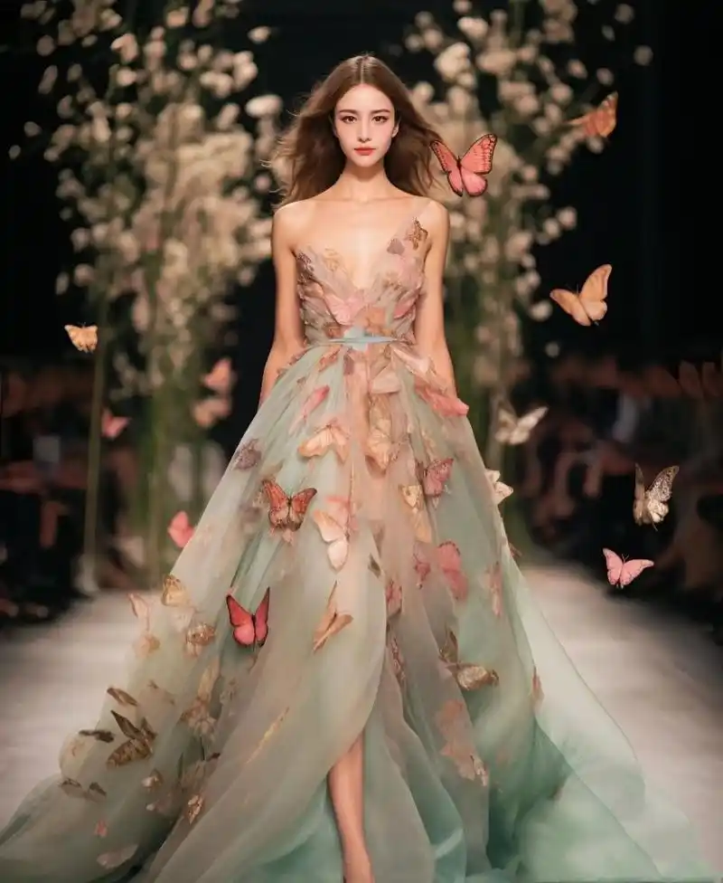 时装秀优雅花漾礼服背景图壁纸