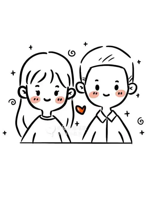 简笔画|简单情侣小头像人物手绘定制男女画简笔画手绘头像手帐