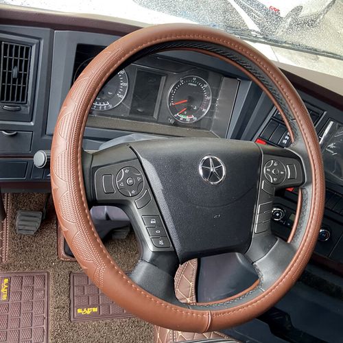 贤祥适用于大运汽车n9hn8vn8e重卡把套n6n8h货车四季牛皮方向盘套 咖