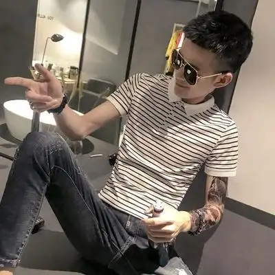 社会修身神上衫男polo同款网红快手精神小伙polo衫