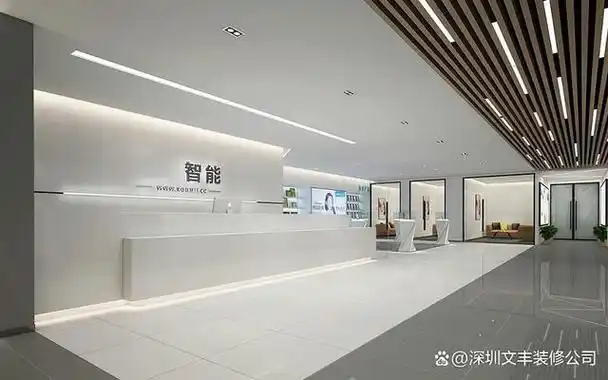 十五套办公室前台背景墙设计效果图科技极简震撼装修布局合集