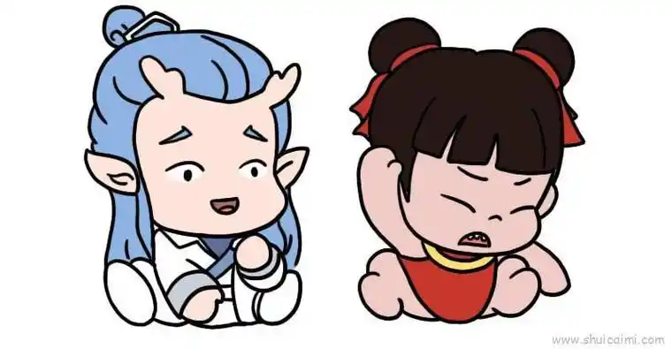 哪吒和敖丙全身简笔画app