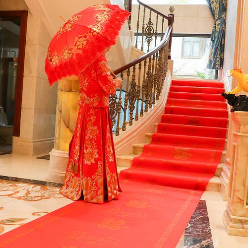花房喜事 结婚婚庆用品创意一次性红喜红地毯无纺布婚礼布置装饰