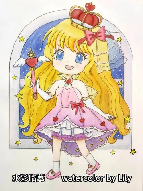 水彩临摹 q版卡通人物 可爱少女 附绘画过程