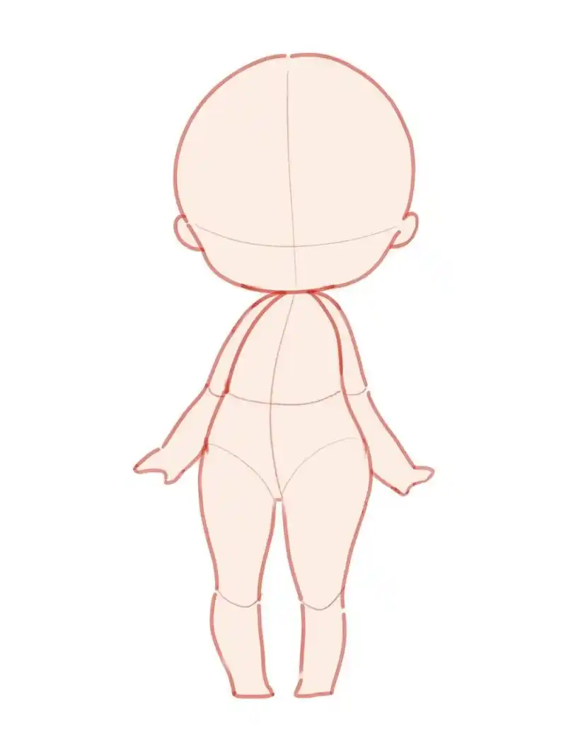 三头身q版比例图解(正,侧,斜侧) 【1】三头身q版正面,头部,躯干,胯部