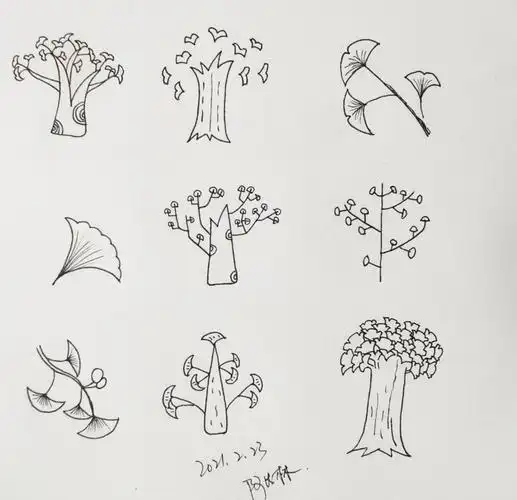 【简笔画】银杏树