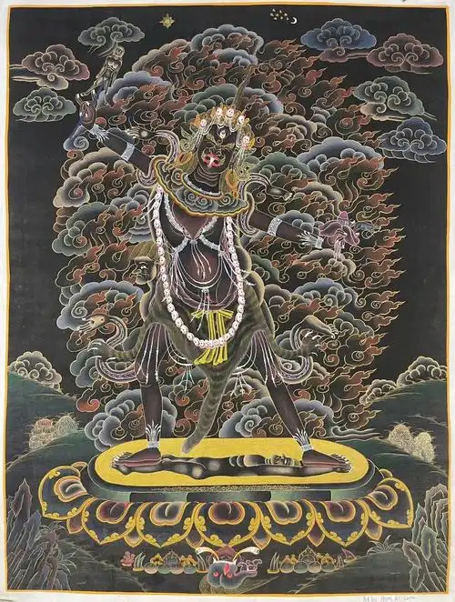 收藏级唐卡·一髻佛母,画芯尺寸40x55cm,布面手绘纯金矿彩唐卡,稀有