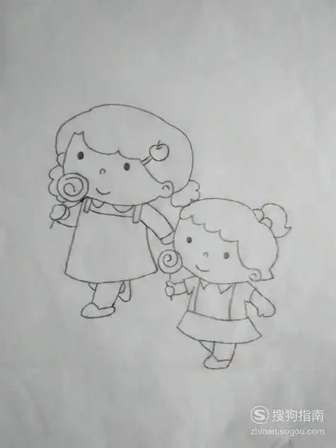 姐姐妹妹一起玩简笔画