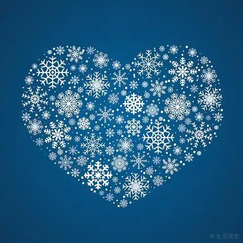 矢量_霜_雪花_心形_蓝色背景_背景_高清图片_全景视觉