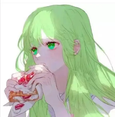 出单绿发绿瞳女漫头像