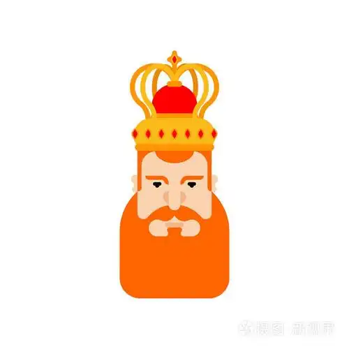 国王脸红胡子.皇家人物角色.曼特尔和皇冠帝王卡通英雄