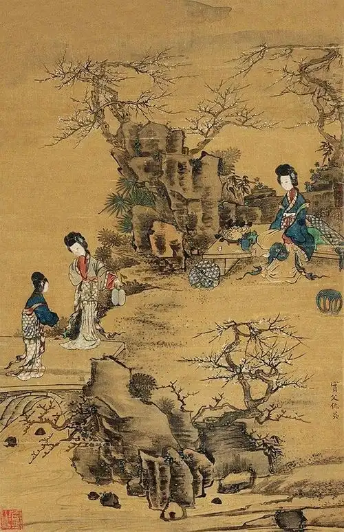 仇英擅人物画,尤工仕女,笔力刚健,特擅临.