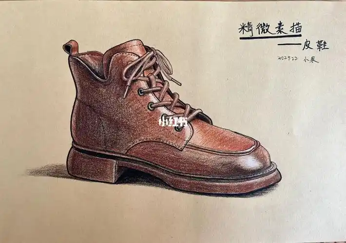 彩铅皮鞋 #彩铅画  #手绘皮鞋  #皮鞋彩铅手绘