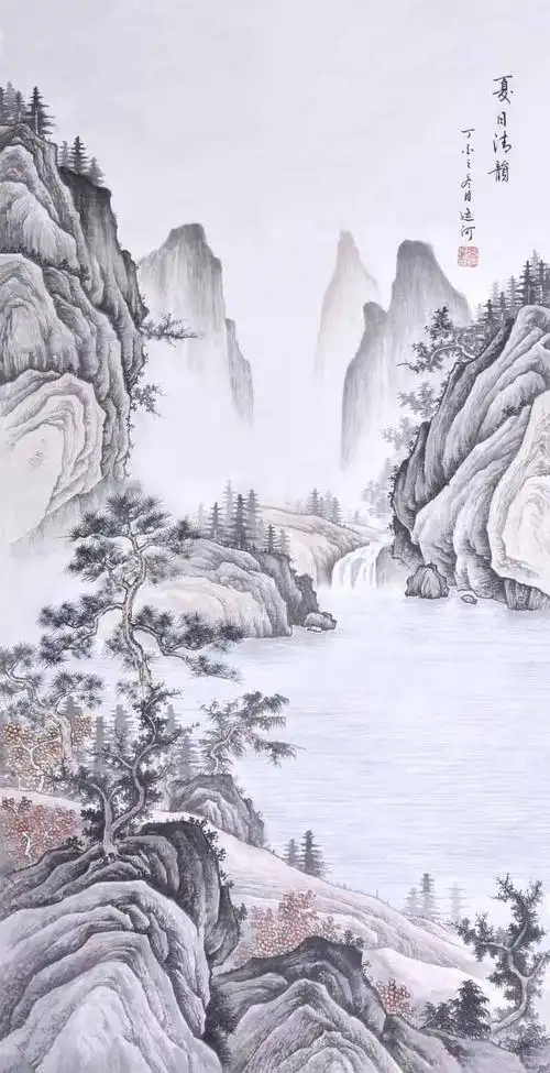 今天给大家推荐几幅全面屏国画手机壁纸,打开手机,立即看山见水,别有