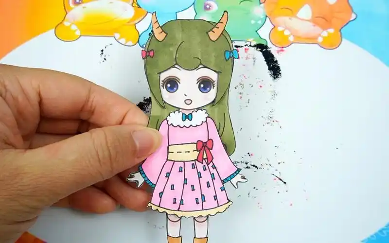 十二星座古风汉服手绘,白羊座女孩纸娃娃手工贴纸