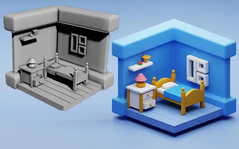 【3dmax室内建模】半小时教会你搭一个室内小场景,入门简单场景小房子