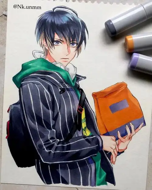 马克笔画的帅气小哥哥 每一张都好看_水粉_零二七艺考