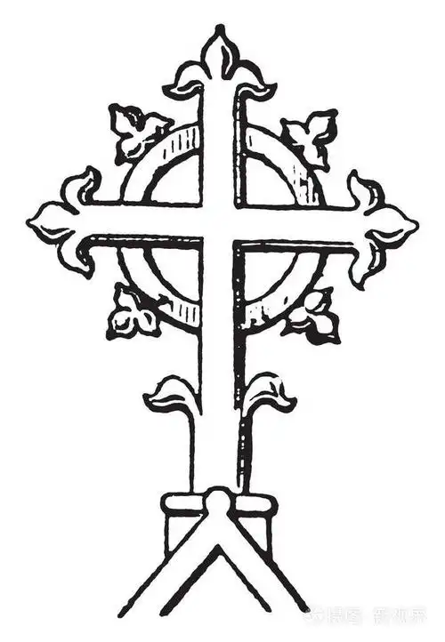 顶尖十字架, 基督教, 教会, 顶尖, 宗教, 复古线条绘画或雕刻插图