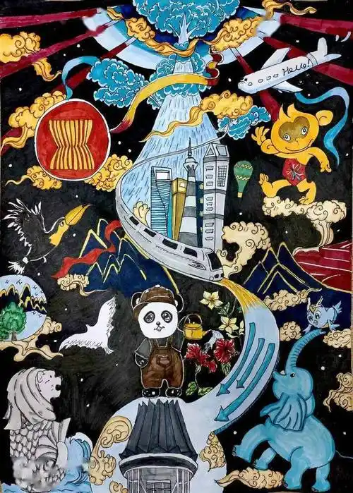 贵州工商职业学院荣获第三届中国东盟青少年绘画展一等奖2项,三等奖1