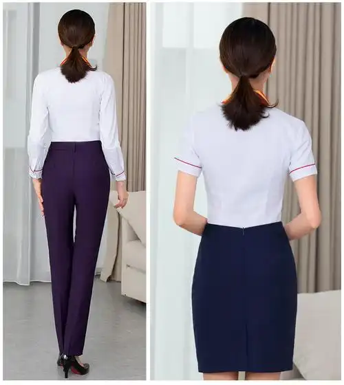 秋冬制服海航套装女美容院工作服空姐面试礼仪套装女 海航中国蓝长裤