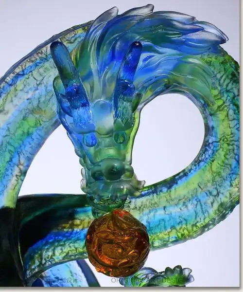 至品诚古法琉璃双龙戏珠摆件轻奢艺术品工艺品别墅高级轻奢高档客厅