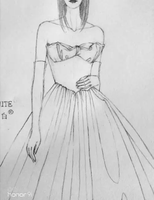 亲爱的白婚纱手绘图-服装画/服装设计手稿 - 穿针引线服装论坛