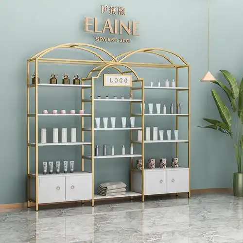 轻奢化妆品展示柜美容院产品柜美甲店货架展示架置物架架子