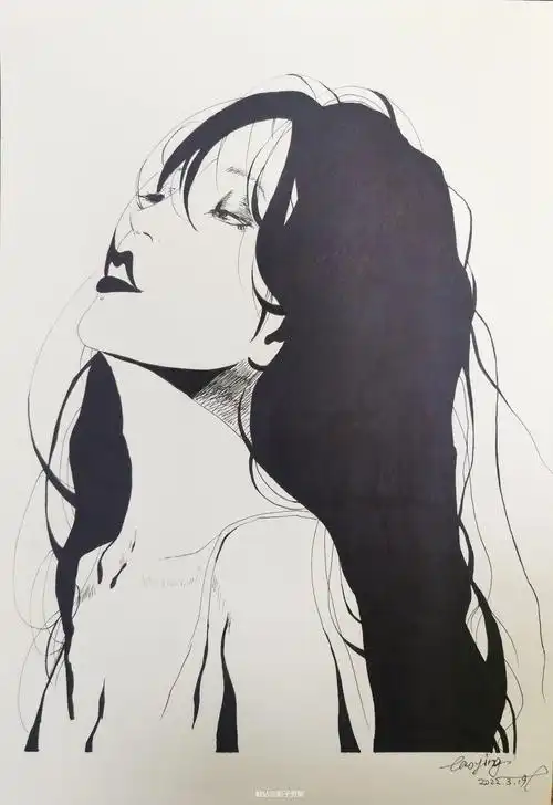 黑白线描练习插画图片壁纸