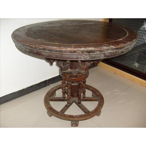 古玩古董收藏古代老物件摆件文玩杂项中式字画 清代榉木圆桌子