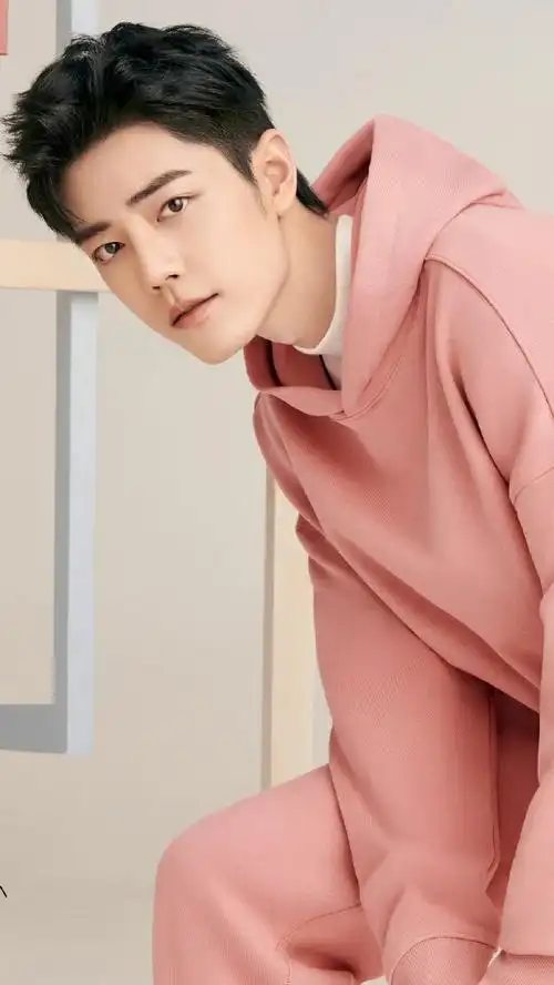 肖战藕粉色卫衣套装#肖战新广告大片休闲个性穿搭,潮酷代言人穿粉色