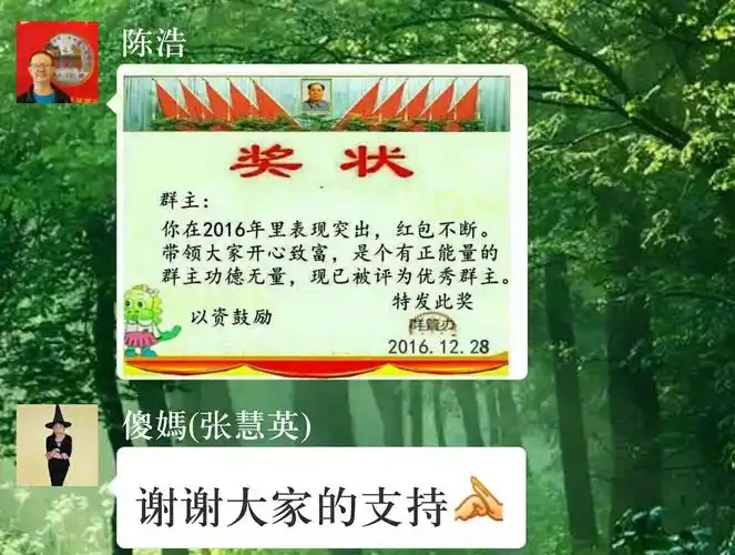 被评为优秀群主,特发此状,以资鼓励!