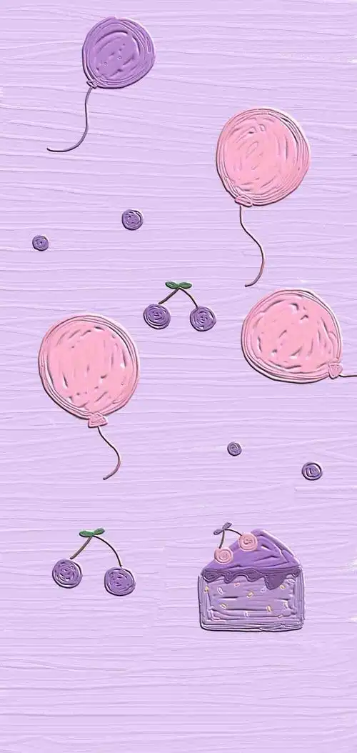 紫色卡通少女心背景配图