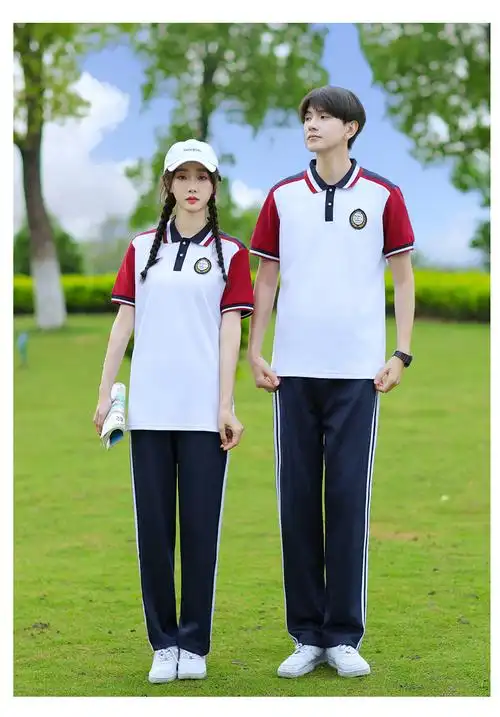 2598#实拍情侣装 校服套装学生夏季短袖中学生班服定制运动会服