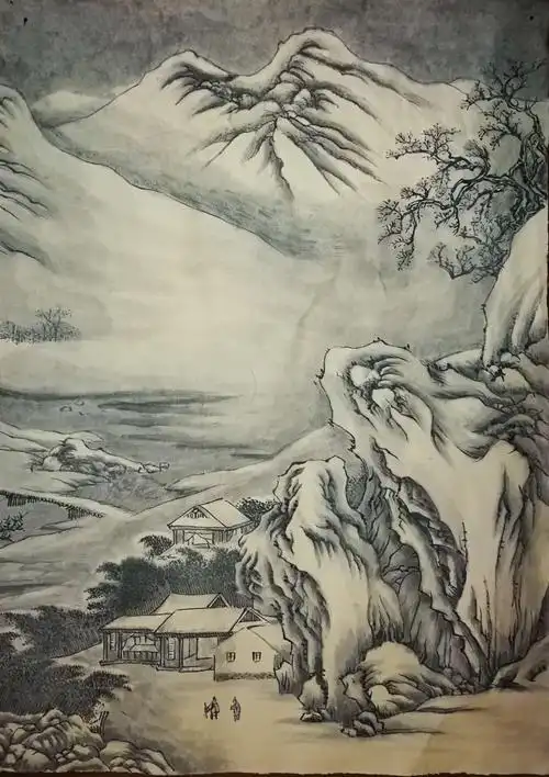 新年第一场雪,临了一张唐王维江干雪霁图.