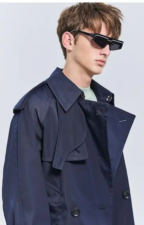 trendiano潮牌 春夏男装中长款宽松风衣外套男3rc1099290 深蓝650 s