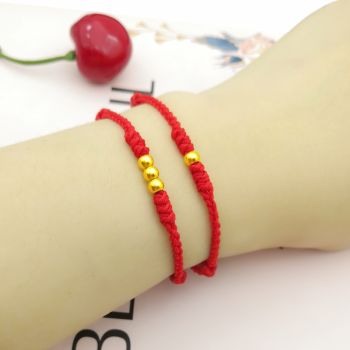 老凤祥999 转运珠红绳手链女 足小金豆本命年简约抽拉本命 一颗款手链